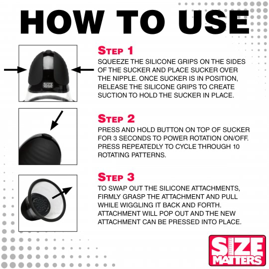 Size Matters 10X Rotating Silicone Nipple Suckers with 4 Attachments XR BRANDS