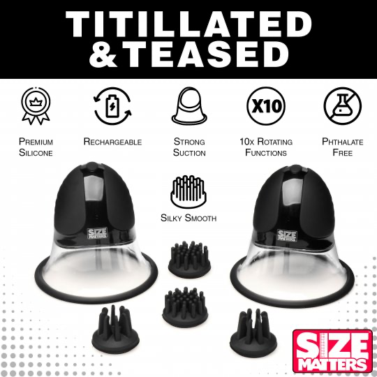 Size Matters 10X Rotating Silicone Nipple Suckers with 4 Attachments XR BRANDS