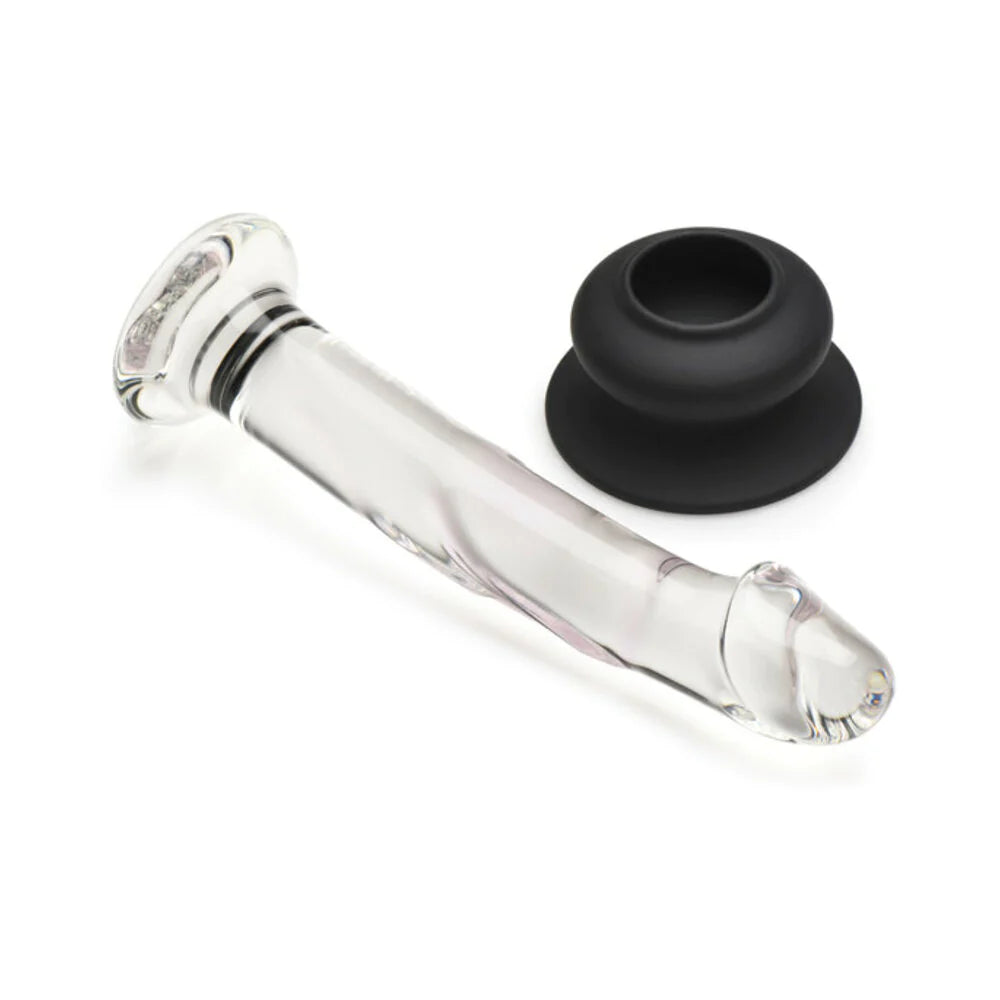 Pleasure Crystals Glass Dildo W/ Silicone Base CURVE NOVELTIES