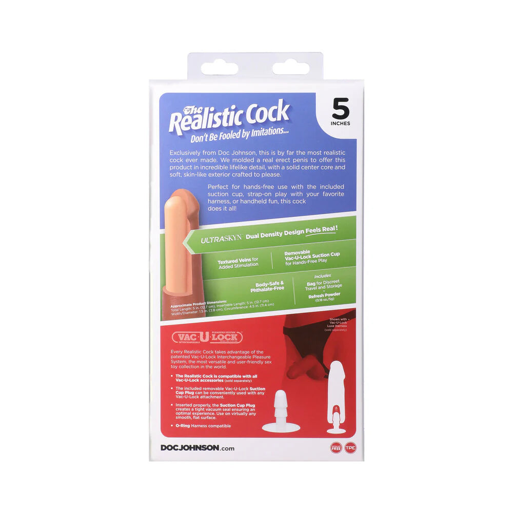 The Realistic Cock 5 in. ULTRASKYN Vac-U-Lock Dildo Vanilla DOC JOHNSON