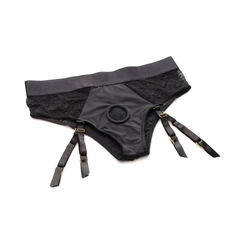 Strap U Laced Seductress Lace Crotchless Panty Harness & Garter Straps XR BRANDS