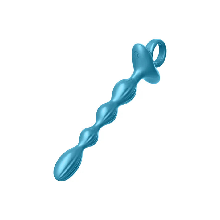 Luv Inc Gr41: Grooved Ring Luv Beads Metallic Blue LUV INC.
