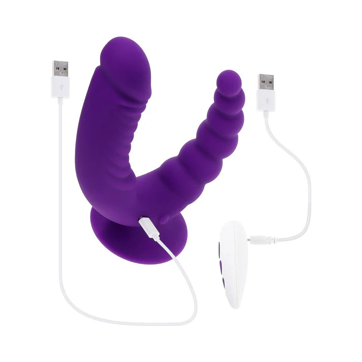 Evolved The Rider Rechargeable Double Vibrator Silicone Purple EVOLVED