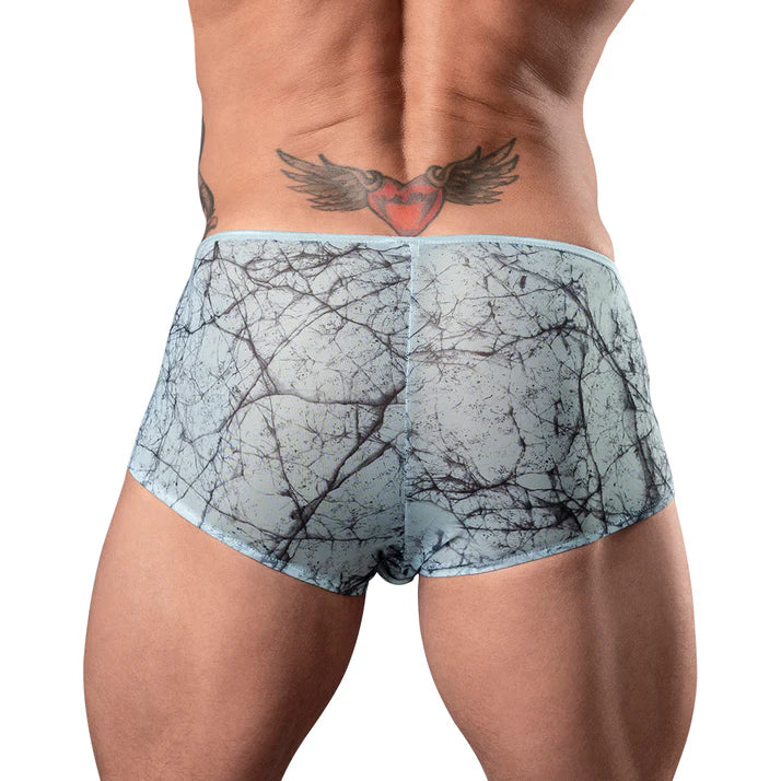 Male Power Marble Mesh Micro Mini Short Silver Blue MALE POWER