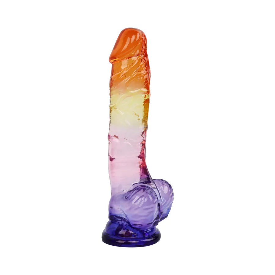 Close-up of Adam & Eve Sunrise Dreams Realistic Dildo displaying its stimulating veined shaft and phallic tip; the perfect realistic dildo for pleasure.