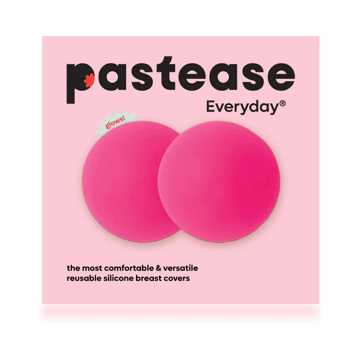 Pastease Halos Reusable Sticky Adhesive Silicone Nipple Cover Neon Pink Glow-in-the-Dark Small A-C Cup PASTIES
