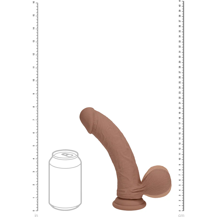 Realrock Realistic Dual Density Vibrating Silicone Dildo with Weighted Balls 8 in.