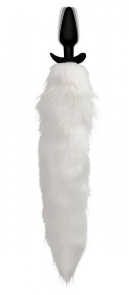 Vibrating White Fox Tail Slender Anal Plug - SP BOUTIQUE