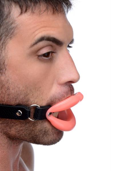 Sissy Mouth Gag Pink Silicone Lips Black Strap MASTER SERIES