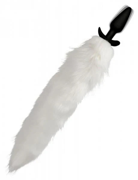 Vibrating White Fox Tail Slender Anal Plug - SP BOUTIQUE