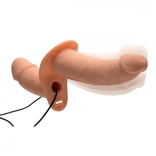 Gode double vibrant en silicone Power Pegger avec harnais