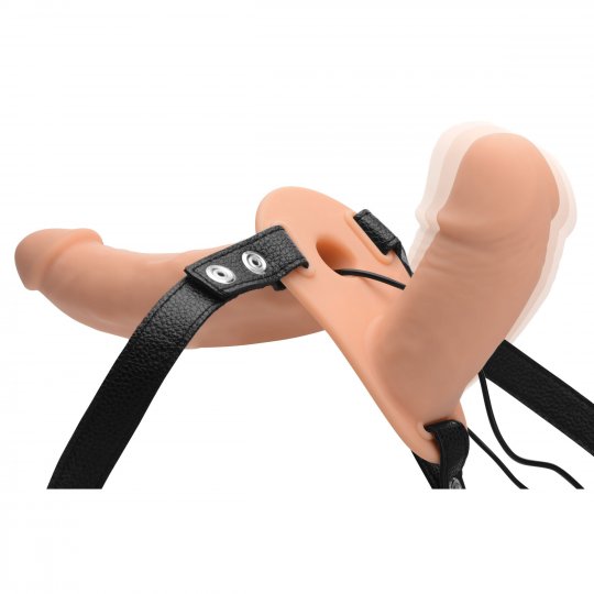 Gode double vibrant en silicone Power Pegger avec harnais