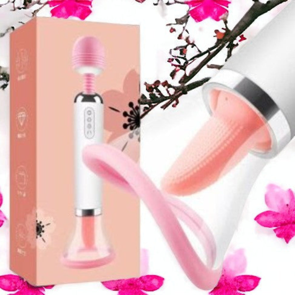 Pink Dual Suction Tongue Vibrator