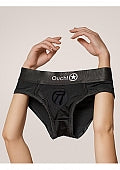 Shots Ouch – Vibrating Strap-On High-Cut Brief (XL/XXL, Black) SHOTS AMERICA LLC