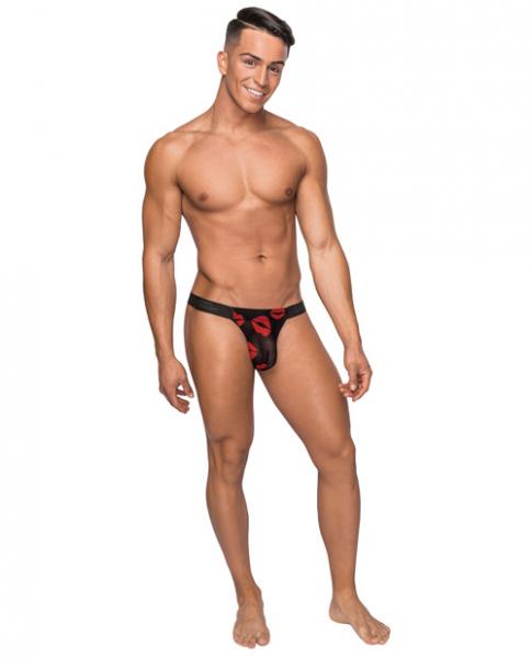 Male Power Kiss Me Micro Thong V Sheer Lips - SP BOUTIQUE
