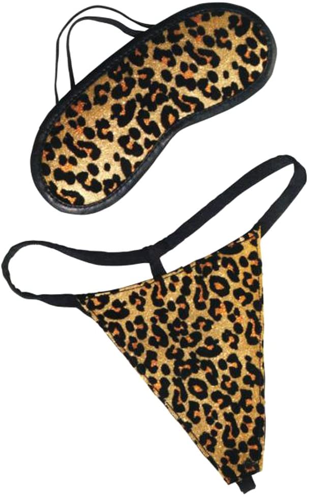 Extreme Pure Gold - Leopard Blindfold & G-string, Gold - SP BOUTIQUE