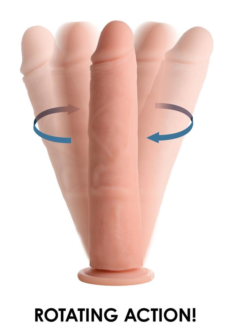 Big Shot Silicone Vibrating & Twirling Remote Control Rechargeable Dildo 9in - Vanilla - SP BOUTIQUE