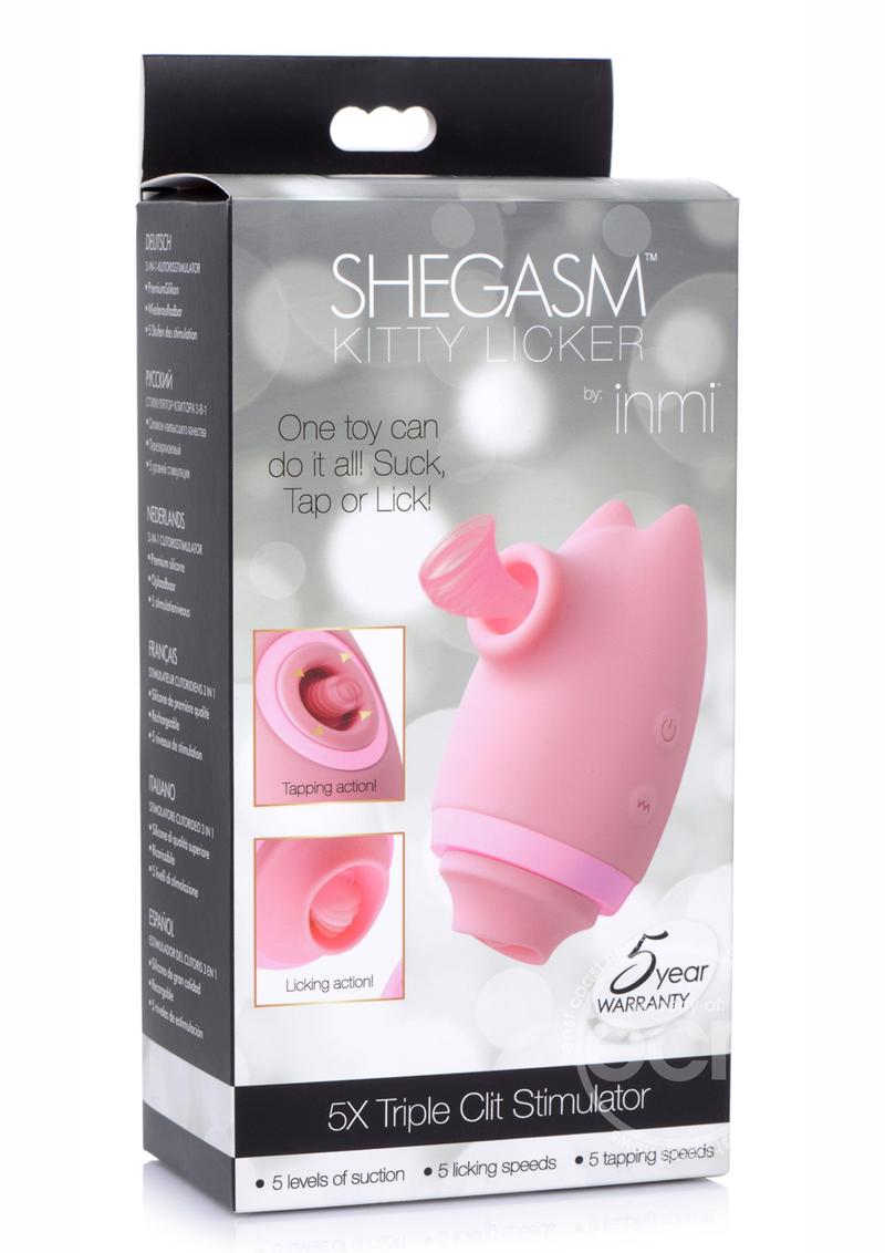 Inmi Shegasm Kitty Licker 5X Silicone Rechargeable Clit Stimulator - Pink - SP BOUTIQUE