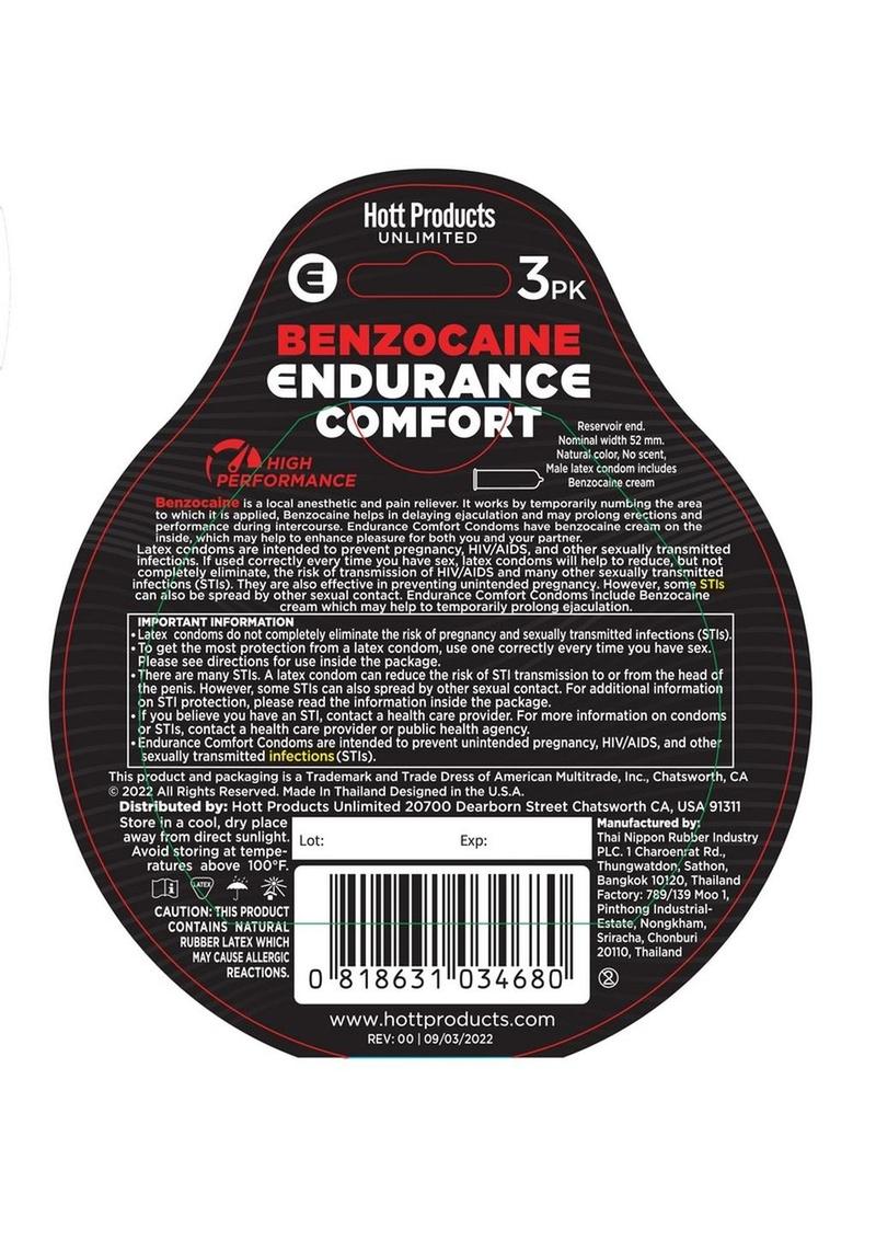 Endurance Comfort Benzocaine Condoms 3Pk - SP BOUTIQUE