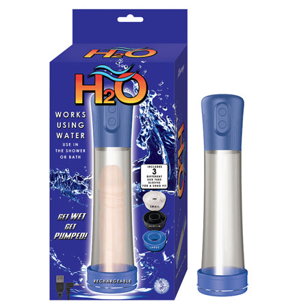 H2O Rechargeable Penis Pump Blue - SP BOUTIQUE