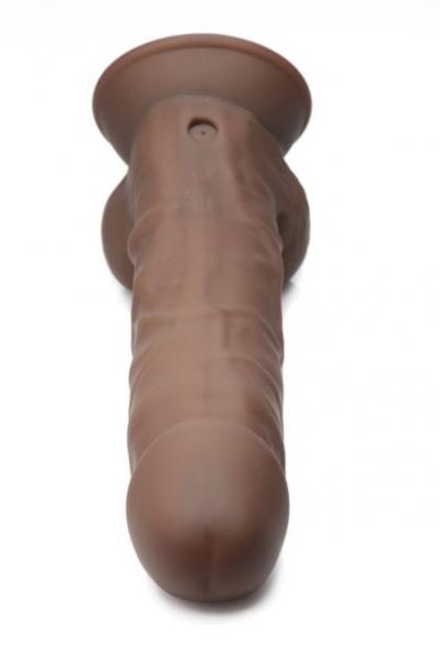 Fleshstixxx 8in Vibrating Dildo W/ Balls Dark - SP BOUTIQUE