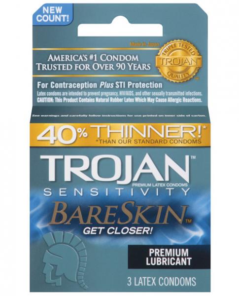 Trojan Bareskin Thinner Latex Condoms (3 Pack) - SP BOUTIQUE