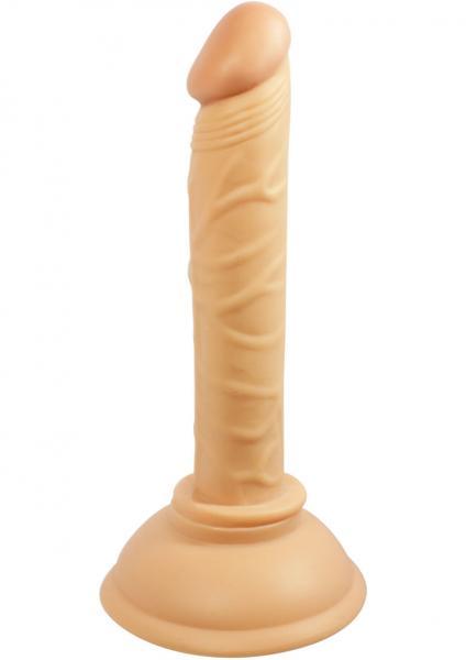 All American Mini Straight Dong 6" Beige - Realistic Feel, Flexible, Suction Cup Base - SP BOUTIQUE