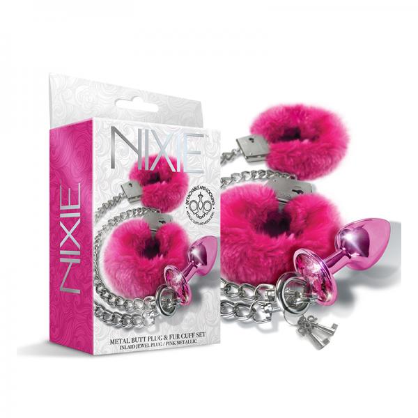 Nixie Metal Butt Plug & Furry Handcuff Set - SP BOUTIQUE