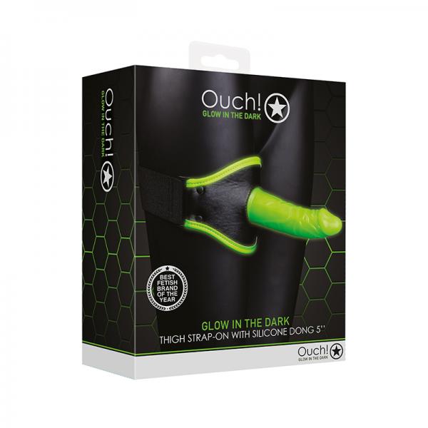 Ouch! Glow Thigh Strap-on - Glow In The Dark - Green - SP BOUTIQUE