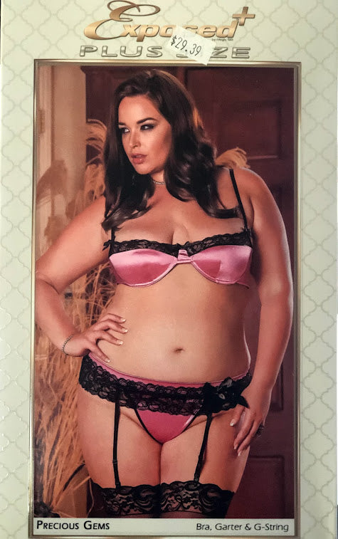 EXPOSED PRECIOUS GEMS BRA,GARTER & G-STRING - SP BOUTIQUE