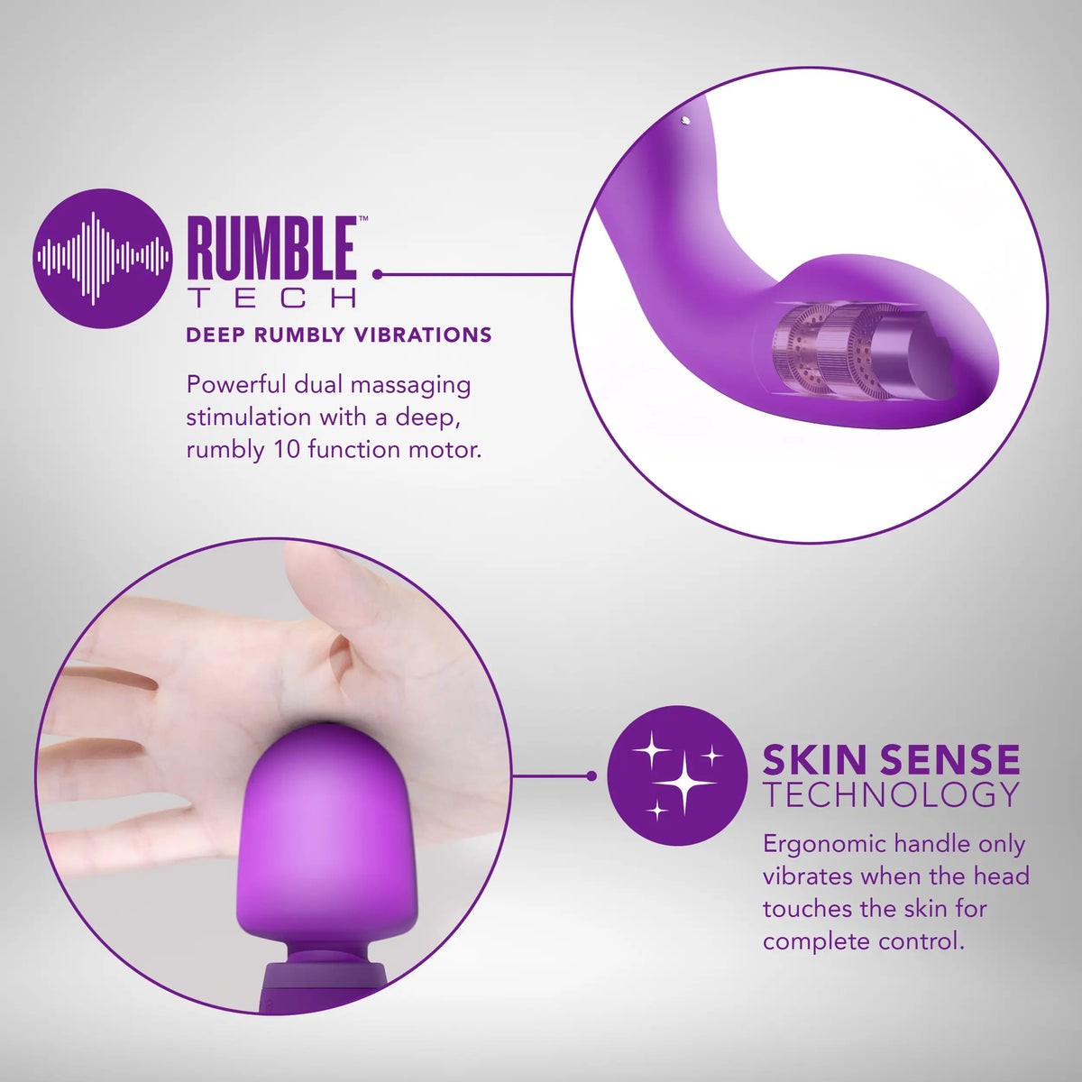 Wellness Dual Sense Purple Massager - 10-Function RumbleTech, Waterproof, Skin Sense Technology - SP BOUTIQUE