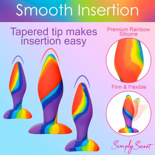 3 Piece Rainbow Silicone Butt Plug Set