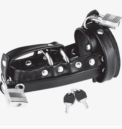 Gimp Cock Locking Chastity Sheath with Double Metal Cock Ring HUSTLER
