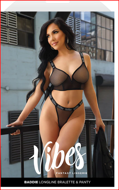 Fantasy Lingerie Vibes Baddie Longline Mesh Bralette &amp; Panty FANTASY LINGERIE
