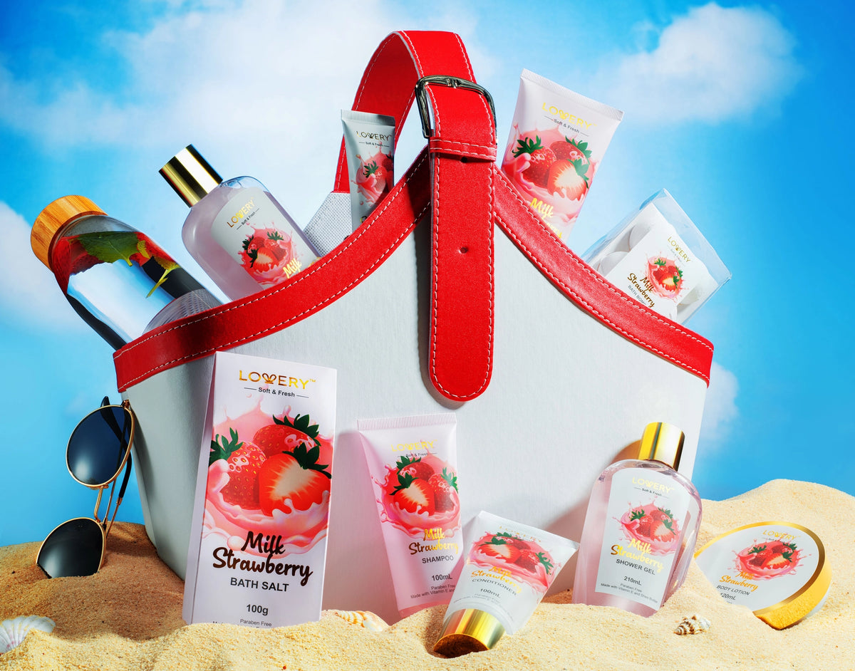 Home Spa Kit Gift Set – Strawberry Milk Bath Set, 25 Pieces