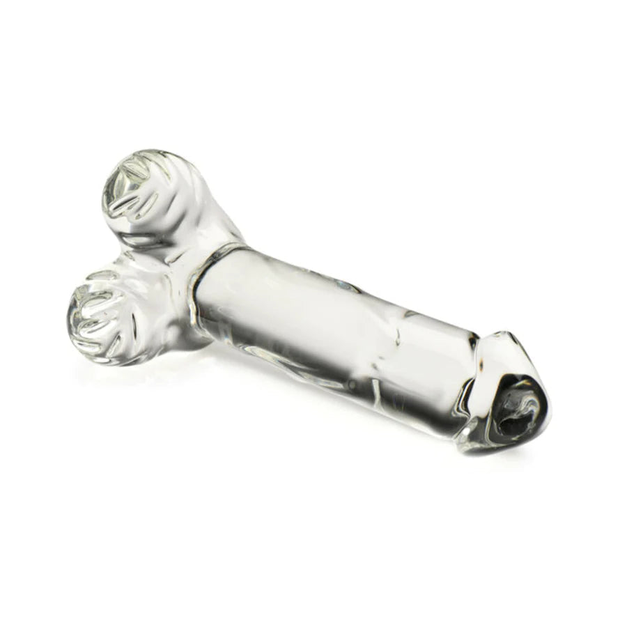 Pleasure Crystals Glass Dildo W/ Balls CURVE NOVELTIES