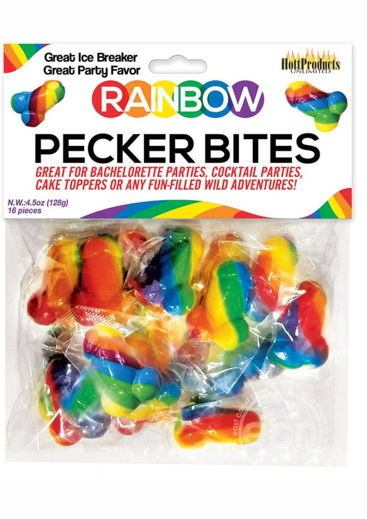 Bonbons durs Rainbow Pecker Bites saveur fruitée, 16 pièces emballées