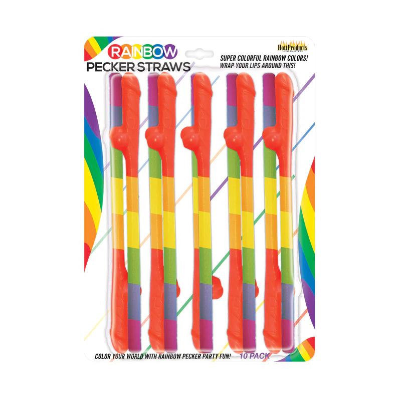 Rainbow Pecker Straws 10Pk HOTT PRODUCTS