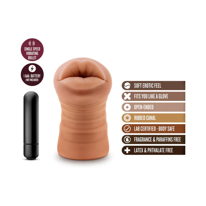 M for Men Isabella Oral Stroker with Bullet Vibrator Tan - SP BOUTIQUE