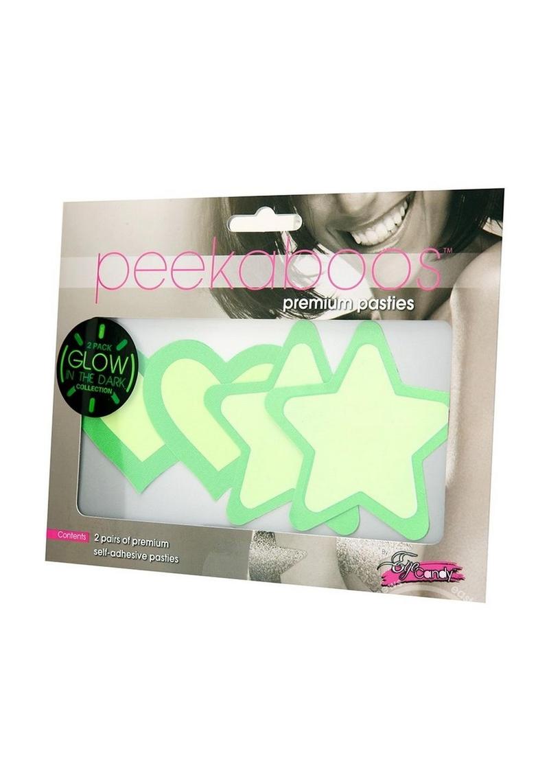 Peekaboo Glow In The Dark Hearts &amp; Stars Pasties PEEKABOO