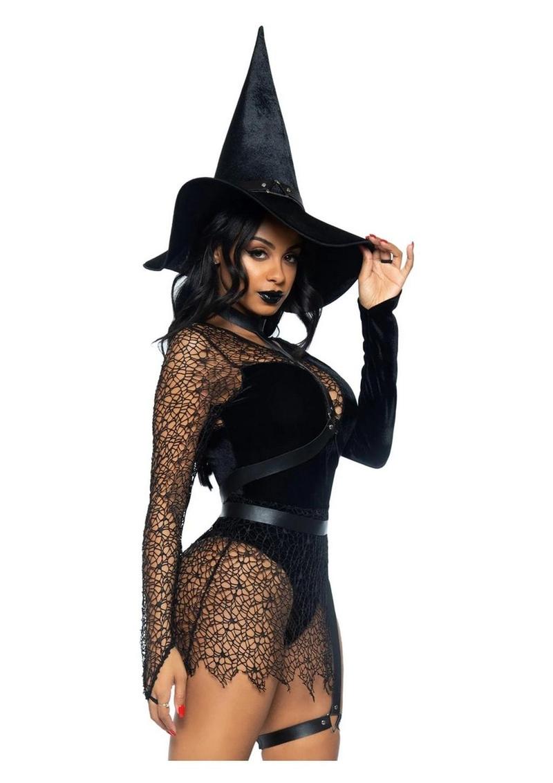 Leg Avenue Crafty Witch Snap Crotch Velvet Bodysuit