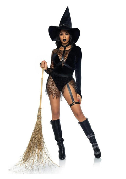 Leg Avenue Crafty Witch Snap Crotch Velvet Bodysuit LEG AVENUE