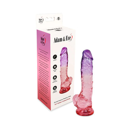 Elegant packaging of the Adam &amp; Eve Sunrise Dreams Realistic Dildo; a delightful gift for those seeking a top-quality realistic dildo.