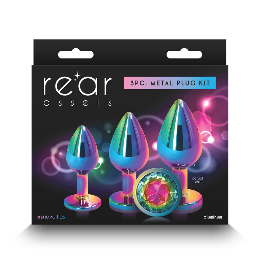 Rear Assets 3-Piece Metal Plug Kit Multicolor/Rainbow NSNOVELTIES