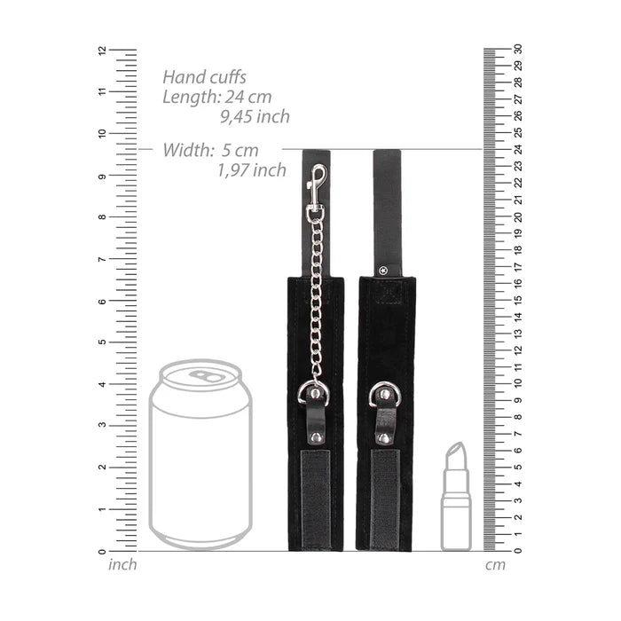 Ouch! Black &amp; White Adjustable Velcro Collar With Leash &amp; Wrist Cuffs Black
