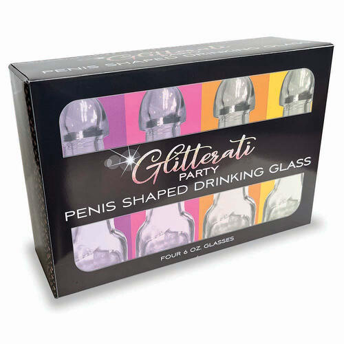 Glitterati Party Penis Shaped Drinking Glass 4-Pack - SP BOUTIQUE