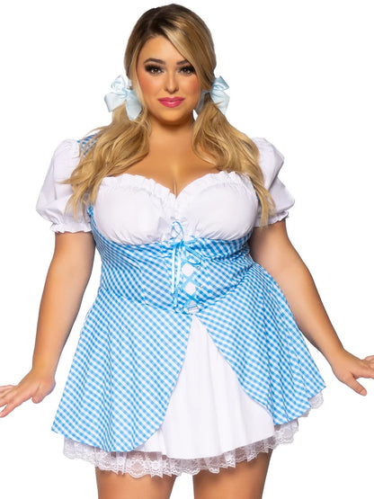Leg Avenue Gingham Dress With Split Skirt