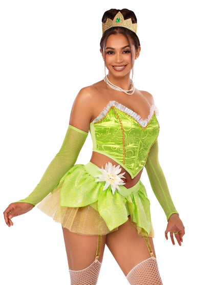 Close-up of the Bayou Babe Costume showing off the intricate floral details and sexy silhouette, ideal for a flirty Halloween.