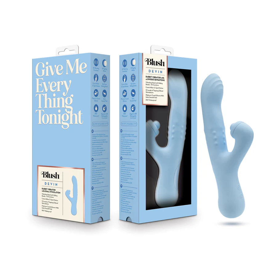 Blush Devin G-Spot Clitoral Dual Stimulation Rabbit Vibrator BLUSH