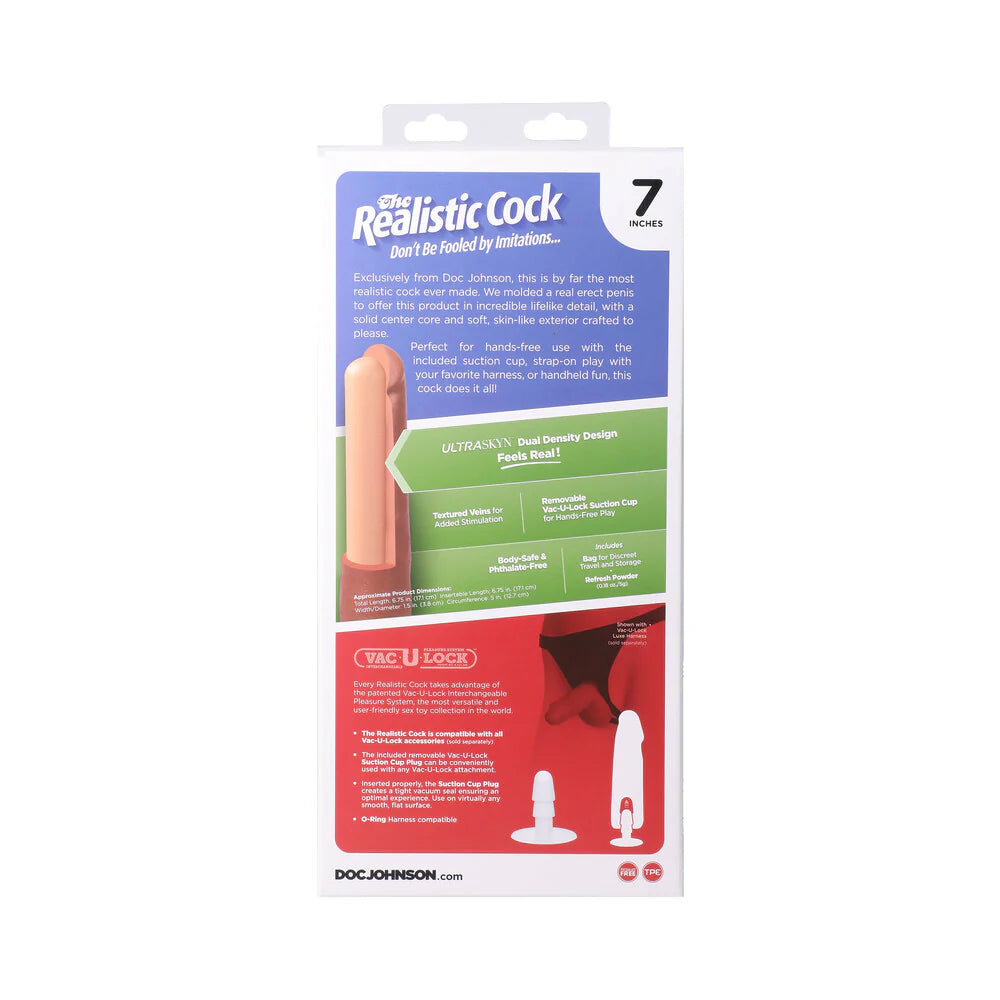 The Realistic Cock 7 in. ULTRASKYN Vac-U-Lock Dildo Vanilla DOC JOHNSON